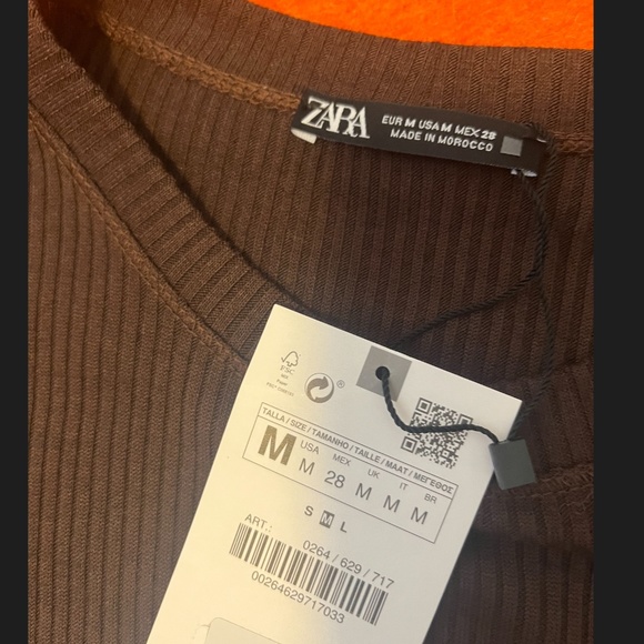 Zara brown long ribbed handkerchief midi dress NWT - Picture 6 of 9